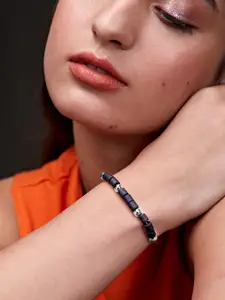 MINUTIAE Crystals Silver Plated Elasticated Bracelet