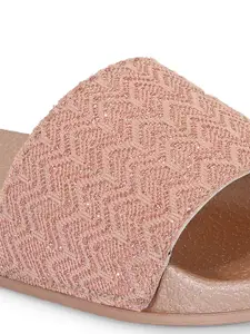 DressBerry Women Rose Gold Toned Textured Sliders