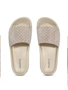DressBerry Women Gold-Toned Embellished Sliders