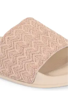 DressBerry Women Beige Textured Sliders