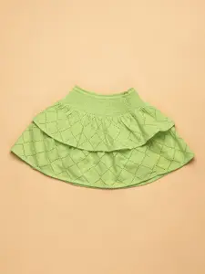 Purple United Kids Girls Self Designed Flared Mini Skirts