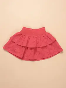 Purple United Kids Girls Self Design Pure Cotton Flared Mini Skirts