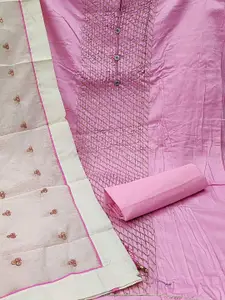 Peachmode Geometric Embroidered Pure Cotton Unstitched Dress Material