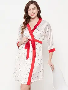 Clovia Printed Satin Robe