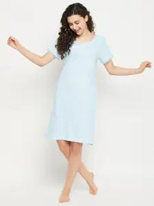 Clovia Printed Round Neck Nightdress