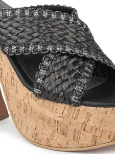 Inc 5 Textured Open Toe Platform Heels