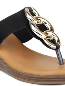 Inc 5 Buckles Detail Open Toe Wedge Heels