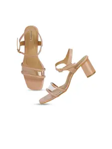 DressBerry Pink Open Toe Block Heels