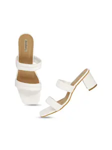 DressBerry White Open Toe Block Heels