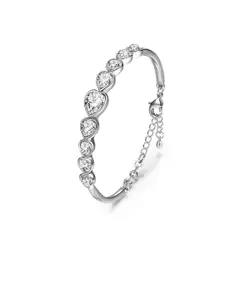 Yellow Chimes Silver-Plated Crystals Studded Bangle-Style Bracelet