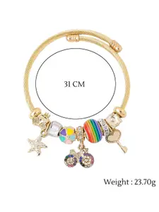 Yellow Chimes Gold-Plated Stone Studded Charm Bracelet