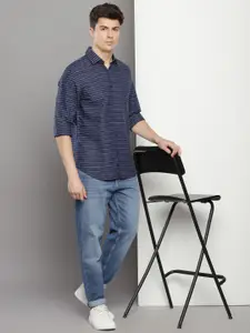 Calvin Klein Jeans Horizontal Striped Spread Collar Long Sleeves Cotton Casual Shirt