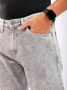 The Indian Garage Co Men Straight Fit Low Distress Heavy Fade Cotton Jeans