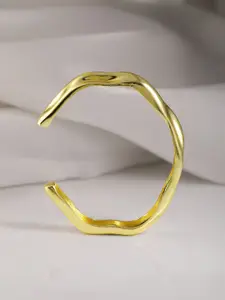 Rubans 18KT Gold Plated Textured Openable Bangle-Style Kada Bracelet