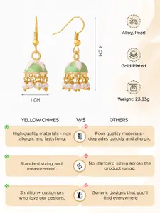 Yellow Chimes Set Of 6 Contemporary Meenakari Jhumkas