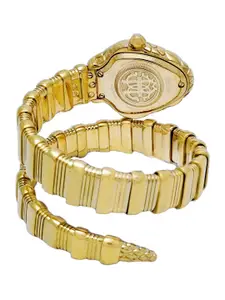 Roberto Cavalli by Franck Muller Women Embellished Dial & Stainless Steel Wrap Around Straps Analogue Watch