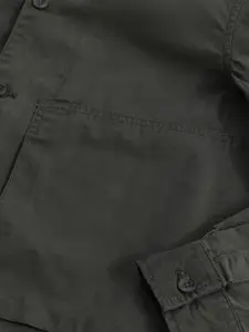 Snitch Green Spread Collar Pure Cotton Shoulder Tabs Tailored Jacket