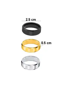Yellow Chimes Men Set Of 3 Stainless Steel Band Style Finger Rings