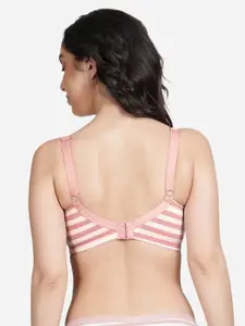 shyaway Striped Medium Coverage Lightly Padded Cotton Balconette Bra With All Day Comfort