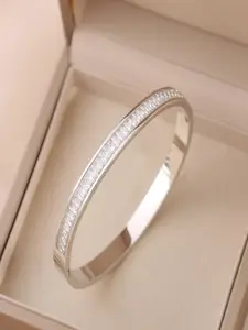 AQUASTREET Lux White Zircon 18K Gold-Plated Cuff Bracelet