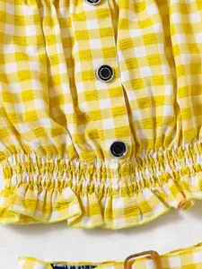 INCLUD Girls Checked Short Sleeves Top With Denim Shorts