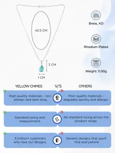 Yellow Chimes Set of 2 Rhodium-Plated American Diamond Pendants with Chains