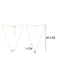 Yellow Chimes Set of 2 Gold-Plated Heart Shaped Pendant with Chain