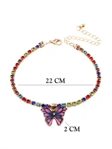 Yellow Chimes Crystal Butterfly Studded Anklet
