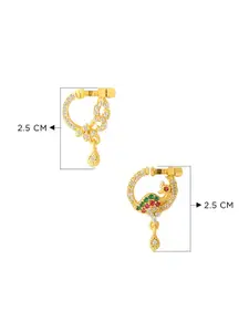 Yellow Chimes Set Of 2 Gold-Plated Artificial Stones and Beads Ring Nosepins