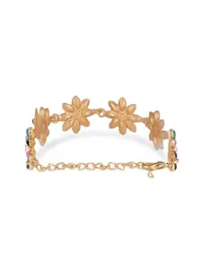 AMI Artificial Stones and Beads Gold Plated Wraparound Bracelet