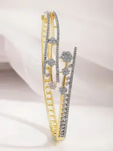 Rubans 22KT Gold-Plated Cubic Zirconia Studded Bangle-Style Bracelet