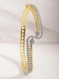 Rubans 22KT Gold-Plated Cubic Zirconia Studded Bangle-Style Bracelet