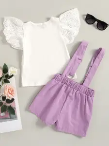 INCLUD Girls Self Design Top With Short