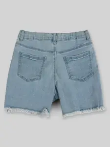 INCLUD Girls Slim Fit Mid-Rise Casual Denim Shorts