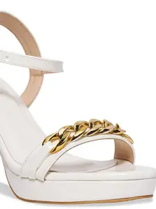 ERIDANI Embellished Block Heel Sandals