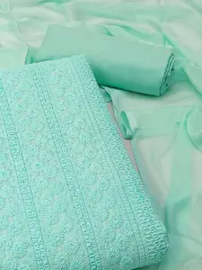 Peachmode Floral Embroidered Sequinned Pure Cotton Unstitched Dress Material