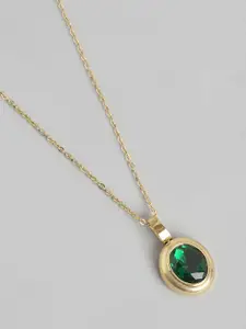 Carlton London Gold-Plated Oval Pendant with Chain
