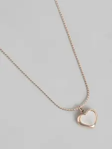 Carlton London Rose Gold-Plated Heart Shaped Pendant with Chain