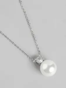 Carlton London Silver-Plated Pearl Spherical Pendant with Chain