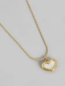 Carlton London Gold-Plated Heart Shaped Stainless Steel Pendant with Chain