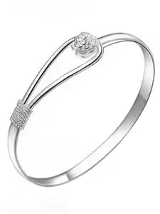 Peora Cubic Zirconia Silver Plated Kada Bracelet