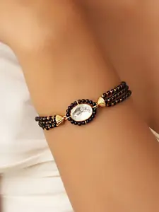 Unniyarcha Gold-Plated Stone-Studded 925 Silver Link Mangalsutra Bracelet