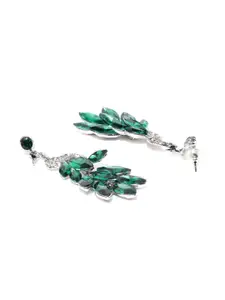 YouBella Silver-Plated Floral Drop Earrings