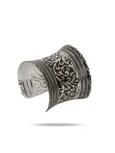 YouBella Silver-Plated Oxidised Cuff Bracelet