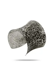 YouBella Silver-Plated Oxidised Cuff Bracelet