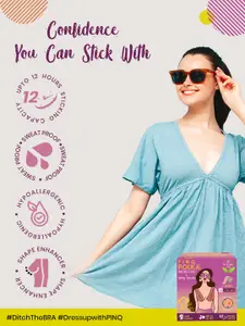 PINQ POLKA 1 Pcs Nude Breast Lift Tape Invisible Stick On Bra & 2 Pcs Nipple Covers Body Tape Bra