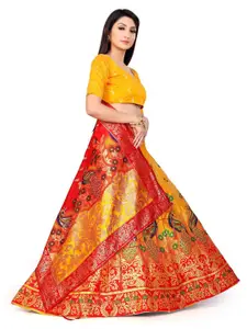 LeeliPeeri Designer Foil Print Semi-Stitched Lehenga & Unstitched Blouse With Dupatta