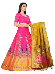 LeeliPeeri Designer Foil Print Semi-Stitched Lehenga & Unstitched Blouse With Dupatta