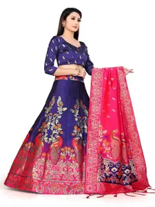 LeeliPeeri Designer Foil Print Semi-Stitched Lehenga & Unstitched Blouse With Dupatta