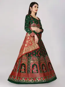 LeeliPeeri Designer Woven Design Semi-Stitched Lehenga & Unstitched Blouse With Dupatta